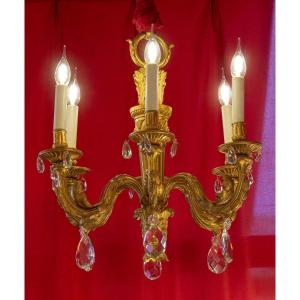Chandelier In Gilded Bronze St.louis XVI