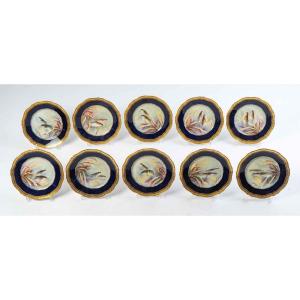 Ten Fish Plates "emile Bourgeois Paris" XIXth