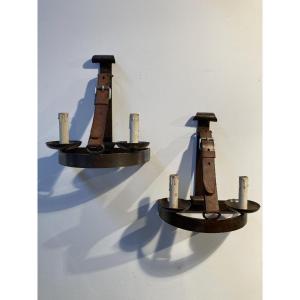 Pair Of Brutalist Wall Lights