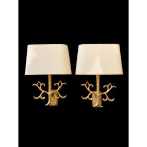 Pair Of Gilt Bronze Wall Lights