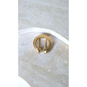 Mellerio Dits Meller Horseshoe Yellow Gold Guilloche Retro Brooch