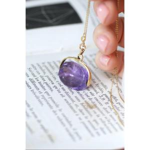 Victorian Amethyst And Yellow Gold Pivoting Ancient Seal Pendant