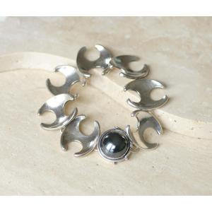 Henning Koppel For Georg Jensen Silver Bracelet With Hematite Clasp No. 130b