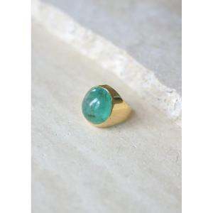 15 Carats Emerald Cabochon Cocktail Ring In Yellow Gold