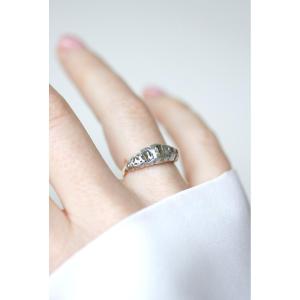 Georgian Seven Stone Ring With Table And Rose Cut Diamonds On Rose Gold And Silver