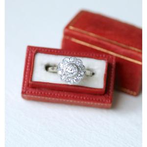 Art Deco 1.60 Carat Diamond Cluster Ring On Gold And Platinum