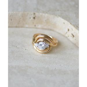 1950s Diamond Spiral Ring In Rose Gold And Platinum