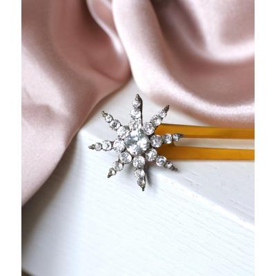 Victorian Wedding Star Horn Hair Pin With Rhinestones