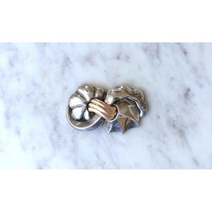 18kt Rose Gold And Silver Modernist Abstract Brooch