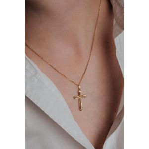 Cross In Yellow Gold 750/000 Decorated With Greneti