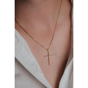 Round Wire Cross In 750/000 Yellow Gold.