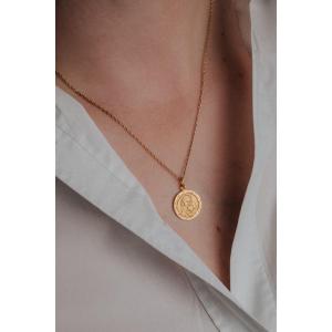 Virgin And Child Medal In Yellow Gold 750/000, Arthus Bertrand