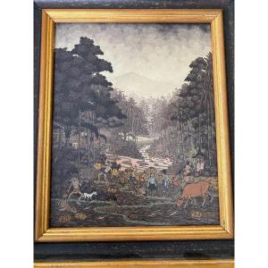 Painting Ida Ring Rai Nyoman Ink Feather Painting Bali Balinese Asia