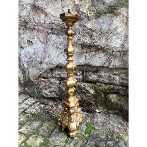 18th Century Golden Wood Candle Holder Lighting 