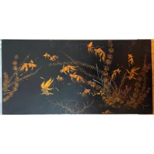 Vietnamese Lacquer Fish Lacquer Lacquered Panel Asia