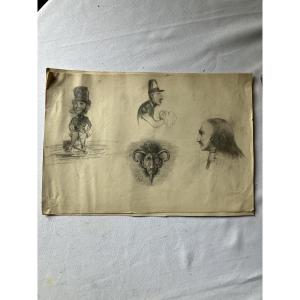 Honoré Daumier Caricature Drawing Portrait