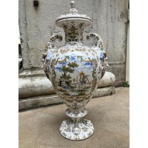 Moustier Vase Pot Covered Earthenware Shaped Piece