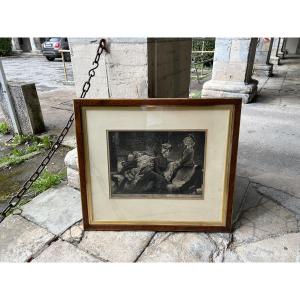 James Tissot Black Manner Engraving 1st State The Garden Bench London Pearson