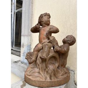 Salian Terracotta Putti Angels Grouped Sculpture Decoration Terracotta 