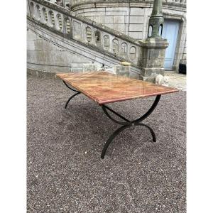 Marble And Steel Dining Table, 1970s Design, 20th Century Art Decorator 