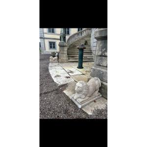 Pair Of 1940s/50s Reconstituted Stone Park Sculpture Lions 