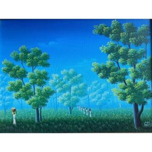 Naive Art Painting Naive School Haiti Return From Harvest Painting Signed Avril Forest 1989