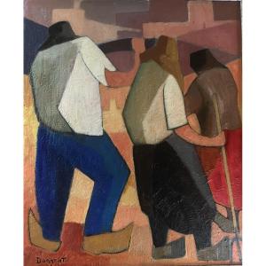 Painting The Peasants Near Toffoli Painting Signed Pierre Donzelot 