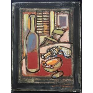 Expressionist Painting, Almost Still Life, Signed Philippe Martinery