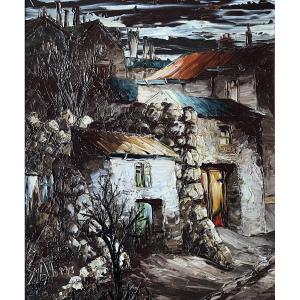 Expressionist Painting Of A Suburban Landscape, Signed Leonschwarz- Abrys (1905_1990)