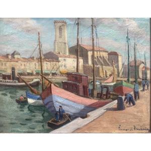 Impressionist Painting, Muron School, Marine Scene, Signed Jean Fernand-trochain (1879-1969)