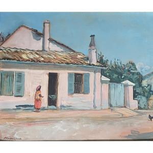 Orientalist Painting Of A Maghreb Village, Voiron, Signed Lucien Mainssieux 1885-1958