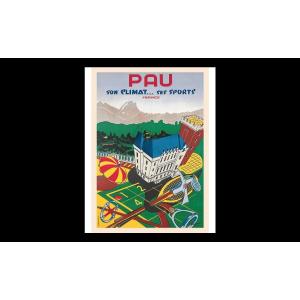 Original Vintage Poster: "pau, Its Climate...its Sports" By Georges Reben - Circa 1935