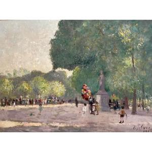 Edouard Febvre (1885-1967) -children's Games - Dated 1934 - 45x60 Cm
