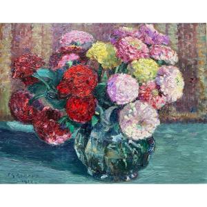 Pierre Gaston Rigaud (1874 - 1939) "vase Of Flowers" Oil/panel  Dated 1922 - 37x46 Cm 