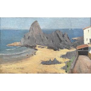 Valentin De Zubiaurre (1879 – 1963) Saturraran Beach - Motrico- Basque Country "hst 22x35 Cm