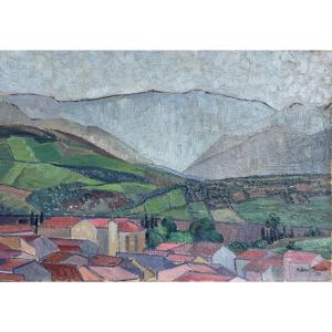 Hélène Riviere (1896 – 1977) “landscape Of The Eastern Pyrenees - 1926” Hst Signed 43x61 Cm