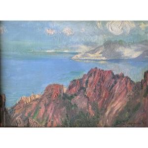 André Lagrange (1889 – 1958) “corsica - View Of The Piana Creeks - 1921” - Oil/panel 24 X 33 Cm