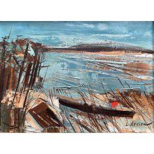 Gaston Larrieu (1908 – 1983) “pond Of Soustons (landes)” Oil On Canvas, Signed Lower Right, Titled On The Back, 24 X 33 Cm