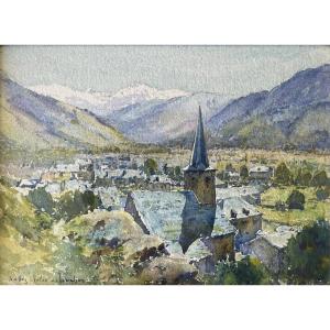 Emile Appay (1876 - 1935) Salles Et Pratviel- Vallée De Luchon - Pyrénées Watercolor 23x32 Cm