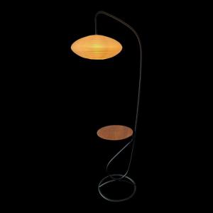 Mathieu Matégot (attributed) Floor Lamp (lamp & Table) In Tubular Metal, Ca 1960