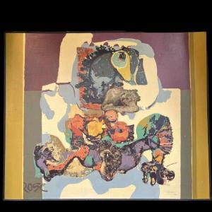 Bernard Desfrere "rose" Large Oil Screenprint 1/10, Cobra Movement, 1972