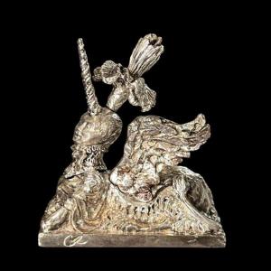 Christian Lacroix For Christofle "unicorn Sphynx" Sculpture Paperweight 1998