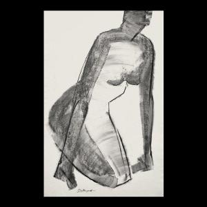 Georges (geo) De Vlamynck 'abstract Female Nude C' Painting / Mixed Media, 20th Century
