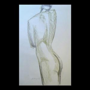 Georges (geo) De Vlamynck 'abstract Female Nude H' Painting / Mixed Media, Charcoal 20th C.