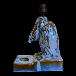 Art Deco 'pelican' Sculpture / Lamp Base / Inkwell In Fine Glazed Stoneware, Circa 1930