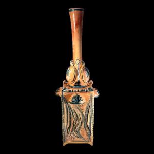 Maîtrise De Nimy, Vase With 4 Handles (49cm) With Plant Decoration, Stretched Neck, Square Section Body