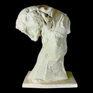 Patrick Villas / Royal Boch 'panther Bust' Art Deco Style, White Ceramic Sculpture