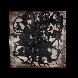 Louis-marie Londot, Abstract Painting, Oil And Concretions On Panel No. 16, 1963