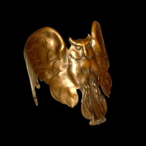 Art Nouveau Bracelet "owl With Outstretched Wings" Bronze With Copper Patina, Late 19th Century