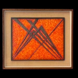 Antonio Secci, Brutalist Abstract Painting, Mixed Media On Panel, Italy Milano 1969